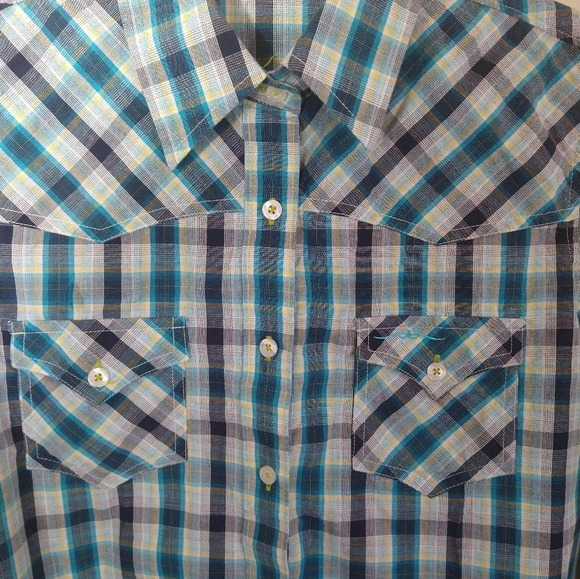Rockies lightweight western plaid button down shirt top - Picture 3 of 6